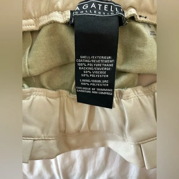 Bagatelle‎ Faux Leather Cream Pull On Paper Bag Pants Size Small - Picture 6 of 10